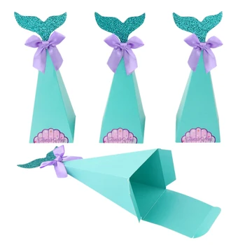 

Mermaid Favor Box Birthday Party Decorations Diy Paper Box Baby Shower Boy Girl Little Mermaid Candy Boxes
