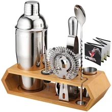 10 pièces Cocktail Shaker barre ensemble acier inoxydable barman Kit mélangeur boisson BrowserKit barres ensemble losange bambou cadre