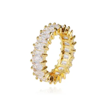 

Iced out baguett ring gold plated ring for men iced ring