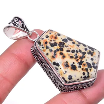 

Dalmation Jaspers Pendant Silver Overlay over Copper , 54 mm, P6651