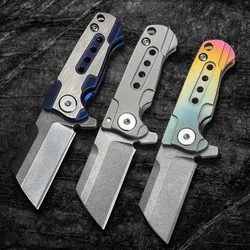 Mini couteau de poche tactique pliant en alliage de titane TC4, acier S35vn, haute qualité, survie en plein air, porte clés, outil EDC 