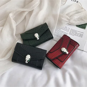 

New Small Wallet Fashion Retro Snake Head Short Wallet Multi Card Position Organ Mini Small Purse Card Package