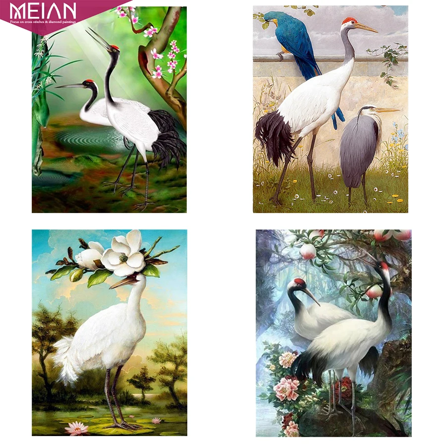 Meian алмазная живопись крестиком вышивка крестом животное красный венок кран 5D
