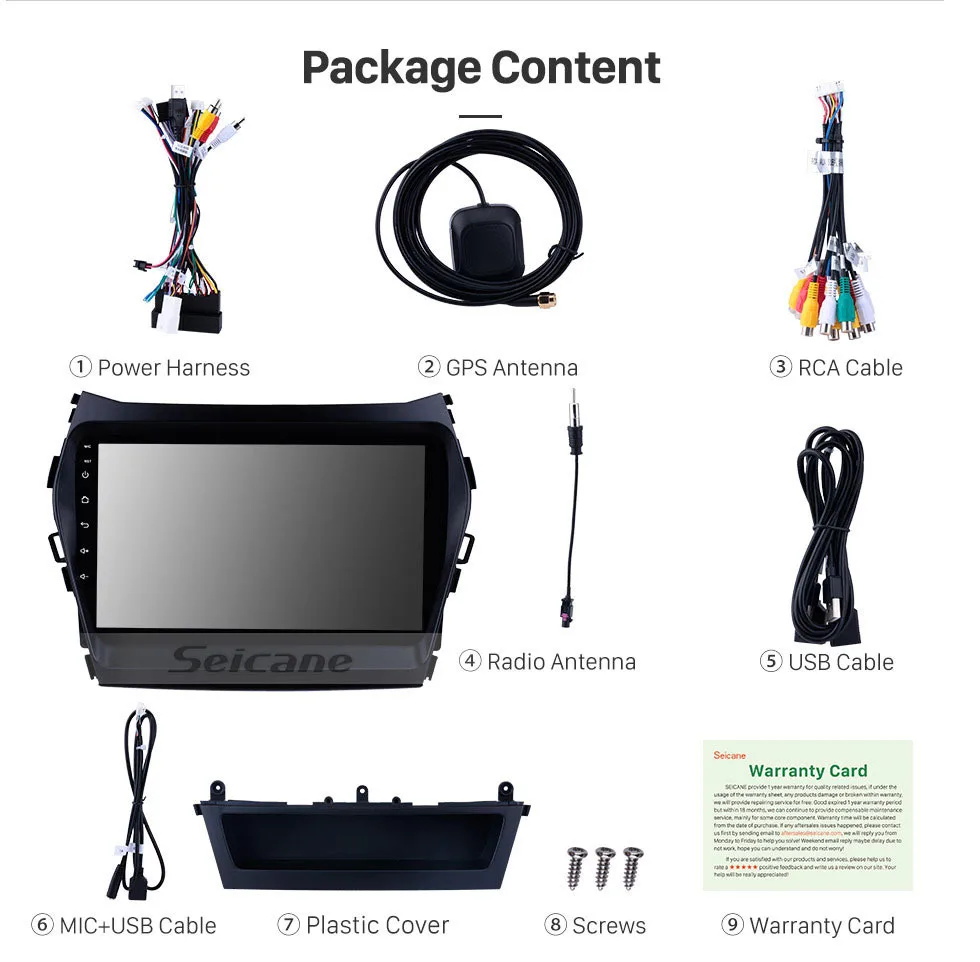 Sale Seicane Android 9.0  Car Multimedia Player Bluetooth Wifi 4G GPS Navigation for 2013 2014 Hyundai Santa Fe IX45 Support DVR 16