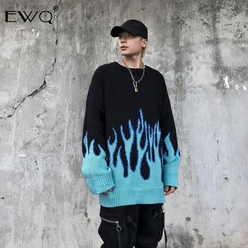 

EWQ / Fashion Men's Clothing Loose Sweater For Lovers Knit Oversize Tide Hip-hop High Street Tops For Male And Famale 9Y27705