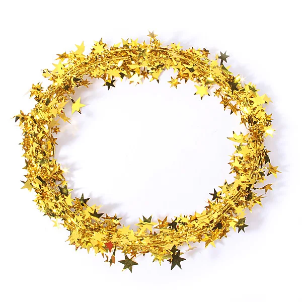 Star Wire Garlands Decorative Glittering Tinsel Garland Wreath, 5 Colors Choices