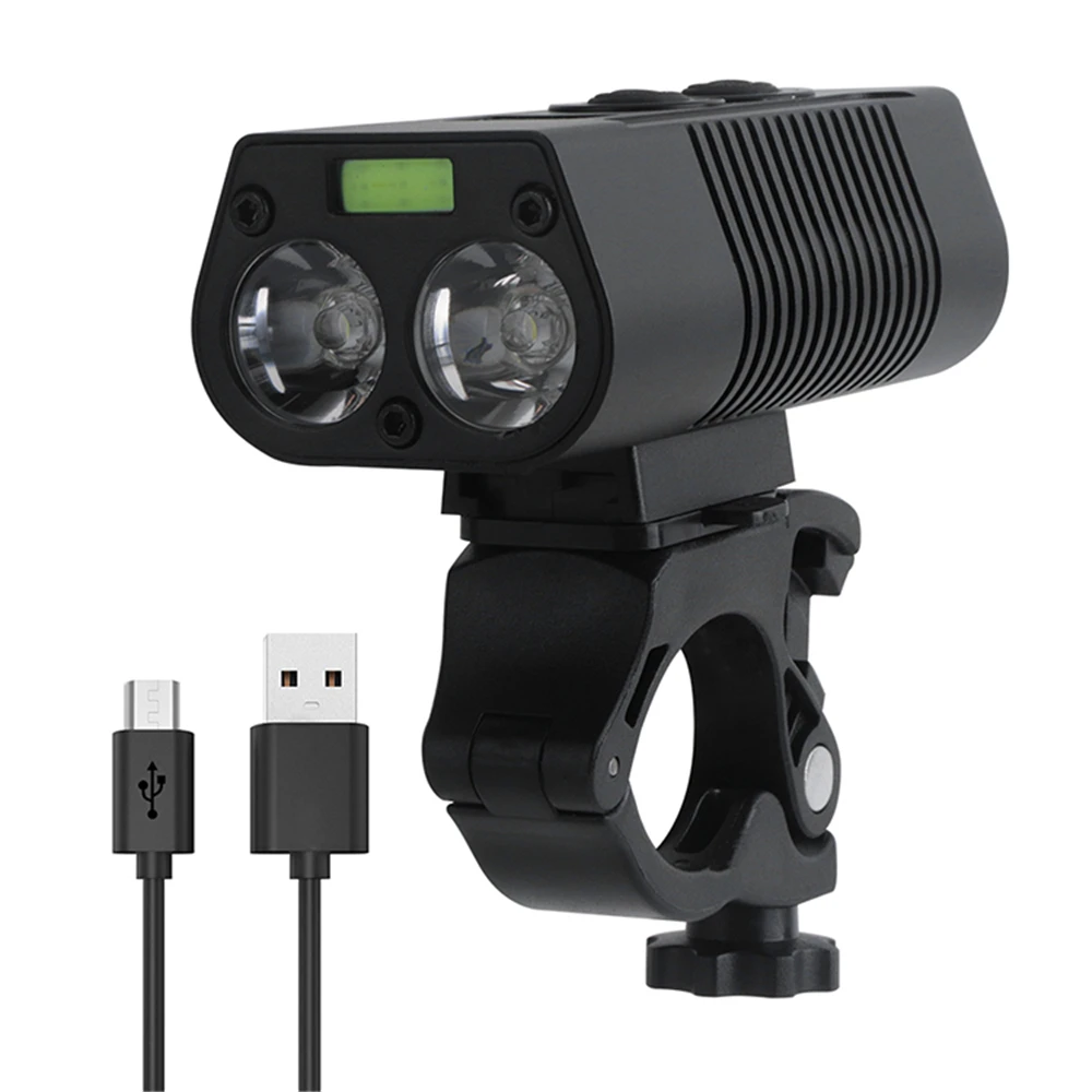 

BORUiT 4000mAh Power Bank Bicycle Light 1800LM MTB Cycling Front Headlight Rechargeable Power Display Mountain Bike Lamp