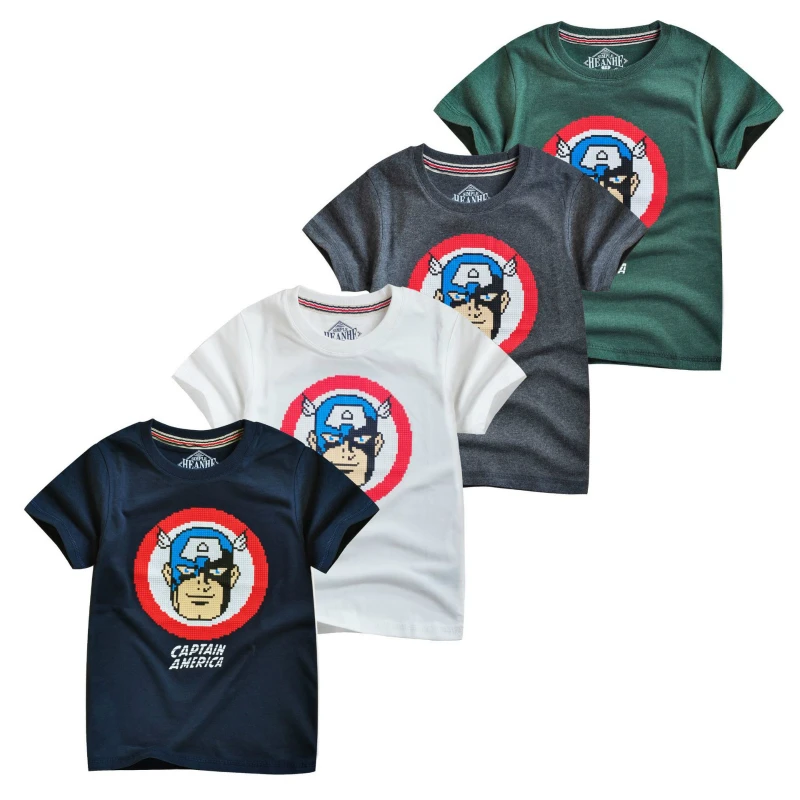 

Summer Kids Boys Short Sleeve T Shirts Captain America Cotton Tops Youngster Tee Shirt 7-13year Boys Sweatshirt