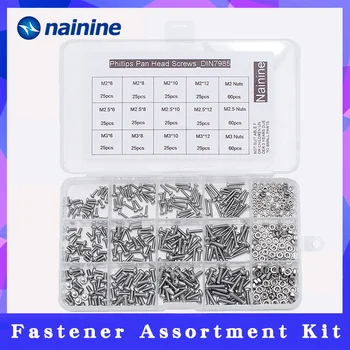 

480Pcs/set M2 M2.5 M3 DIN7985 GB818 Cross Recessed Pan Head Screws Phillips Screws Assortment Kit HW002