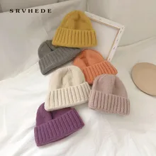 Бини женские зимние шапки для мужчин и женщин, толстые облегающие шапки бини для дам, зимняя шапка бини, одноцветная розовая черная женская зимняя шапка