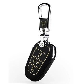 

leather key cover for peugeot 4008 508 5008 2017 201 2008 key case holder