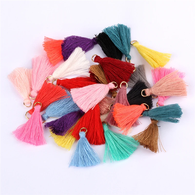 50 Piezas Mini Borlas De Flecos 2cm Multicolor - Colgantes Decorativos Para Manualidades Y Joyería