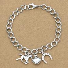 10 шт./лот; Новинка в форме подковы, ювелирные подарки для Для женщин Для мужчин «любящее сердце» Подкова в виде лошади копыта Шарм Подвеска металлический браслет-цепочка