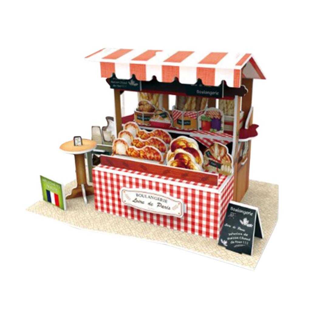 Handmade Toys 1/24 Miniature Dollhouse Kit Decorations with Furnitures DIY Puzzle House Crafts Kits - 3D Bread Shop Model