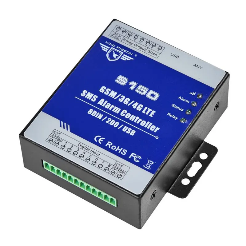 

SMS Industrial Alarm Automation Controller IOT RTU Alarm Controller S150 (8DIN,2DOUT)S150 GSM/2G/3G/4G