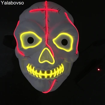 

Horror Skull Halloween EL Wire Mask Flashing Cosplay LED Neon Costume Anonymous Mask For Glowing Dance Carnival Party Masks Z2