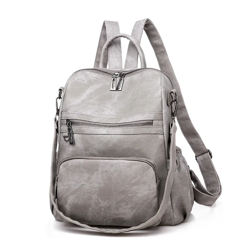 Повседневный женский кожаный рюкзак, высокое качество, школьные рюкзаки, винтажные сумки на плечо, многофункциональная сумка, Mochila Feminina XA515H - Цвет: Gray