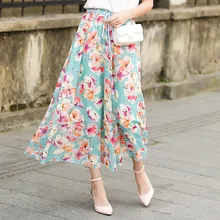 Женские праздничные юбки большого размера в европейском стиле с цветочным принтом, пляжная юбка