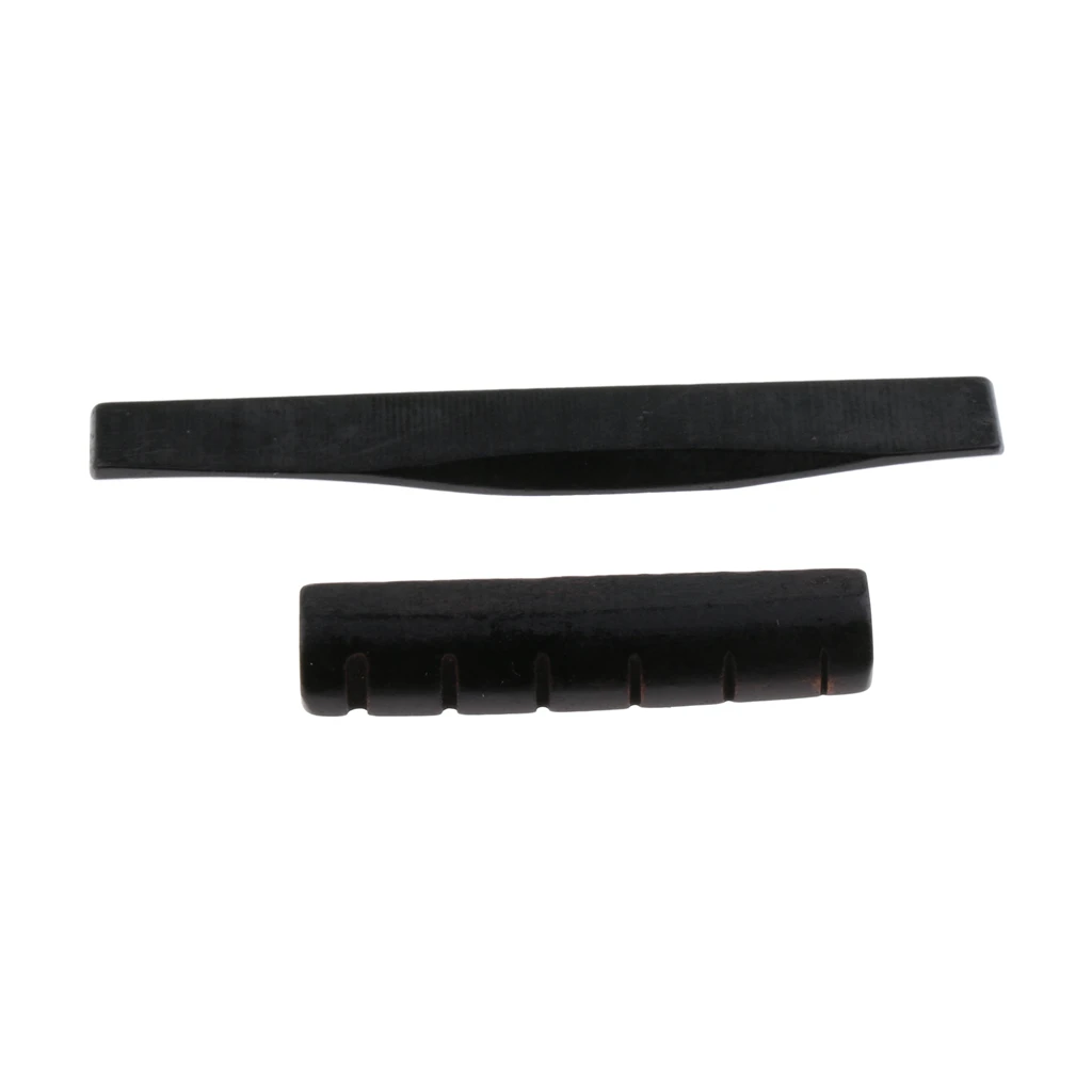 2pcs/Set Black Camel  Guitar Bridge Saddle And Nut For Acoustic Guitar Replacement ,Made Of Real 