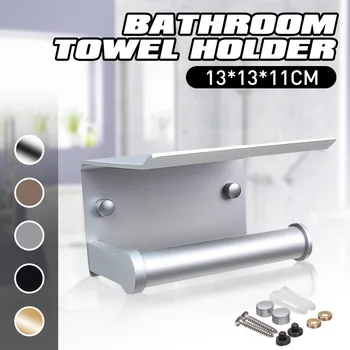 

Paper Holders Bathroom Accessories Toilet WC Paper Holder Mobile Phone Roll Holder with Shelf Towel Rack Black