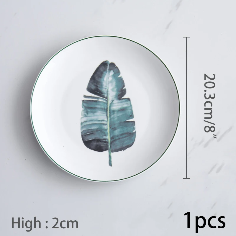 Plate DS3419 1 шт. Рождественский подарок керамическая тарелка ручной работы зеленые растения фарфоровое блюдо для сервировки тарелки для стейков Посуда украшения для кухни - Цвет: Plate DS3419