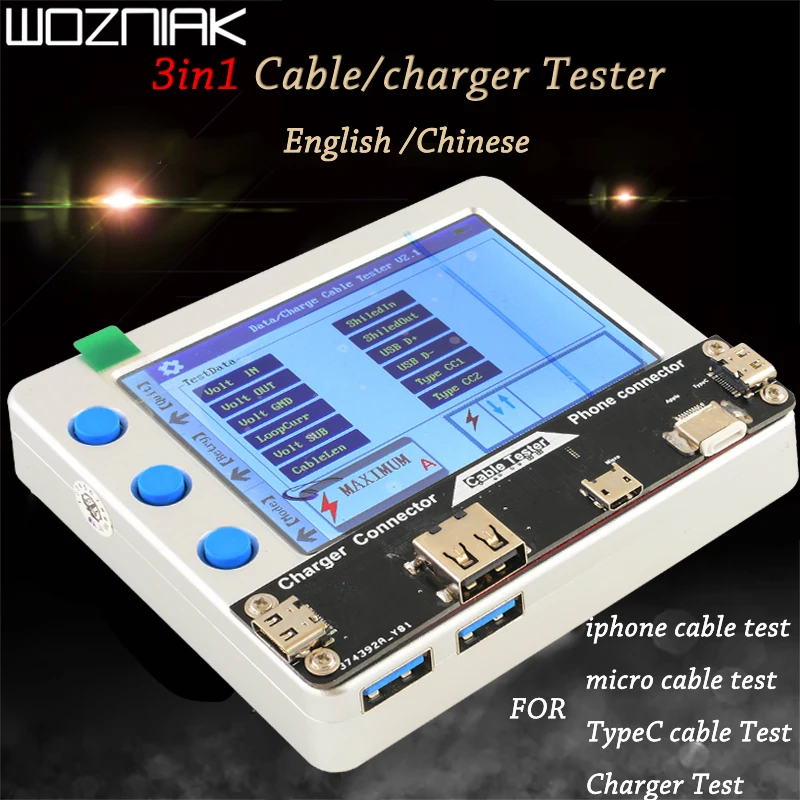 Мобильный телефон кабель зарядное устройство Тестер Apple Android для передачи данных