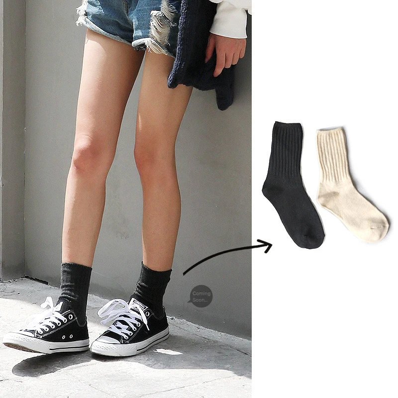 

Women Thin Basic Socks Daily Socks Comb Cotton Knitted Girls Casual Socks High Quality Autumn Socks Calcetines