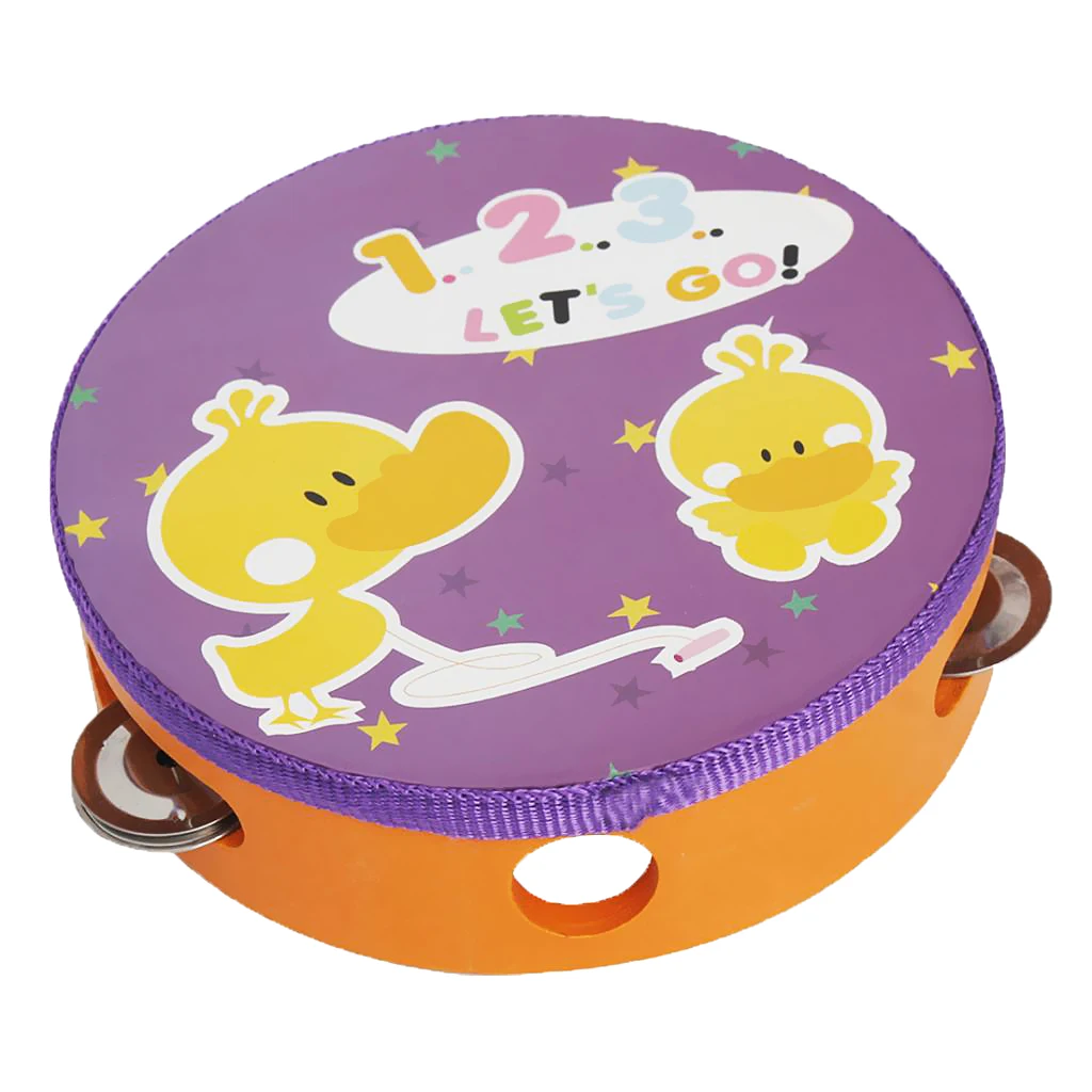 Cute Tambourine Hand Drum Percussion Instrument For Kids Baby Rattle Toys