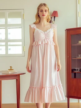 

Nightdress Plus Size Lace Cotton Home Dress Lingerie Babydoll Nightgown Princess Women Summer Night Dress Ladies Casual Nightie