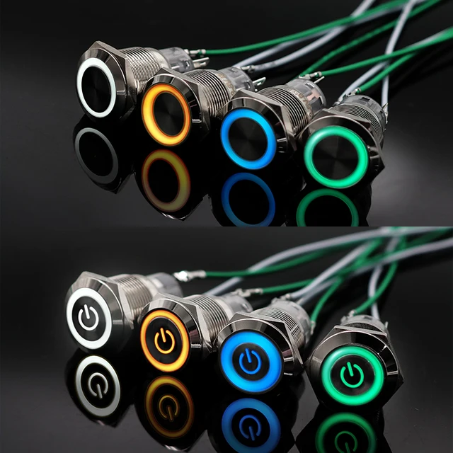 Pulsante Momentaneo LED 22mm - 12V/24V, Impermeabile IP65, Per Auto E Barche - Foto 3