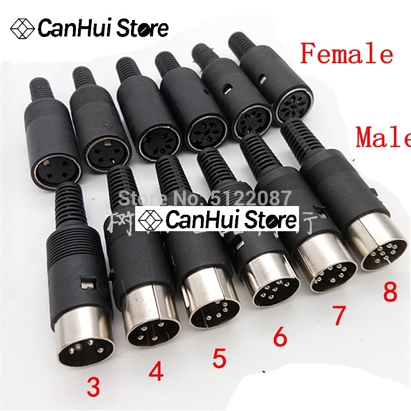 

1Pcs Male/Female DIN Plug Socket Connector 3/4/5/6/7/8 PIN Chassis Cable Mount