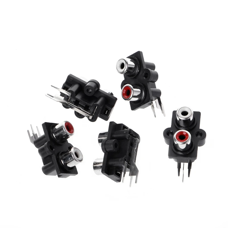 

5 Pcs PCB Mount 2 Position Stereo Audio-Video Jack RCA Female Connector