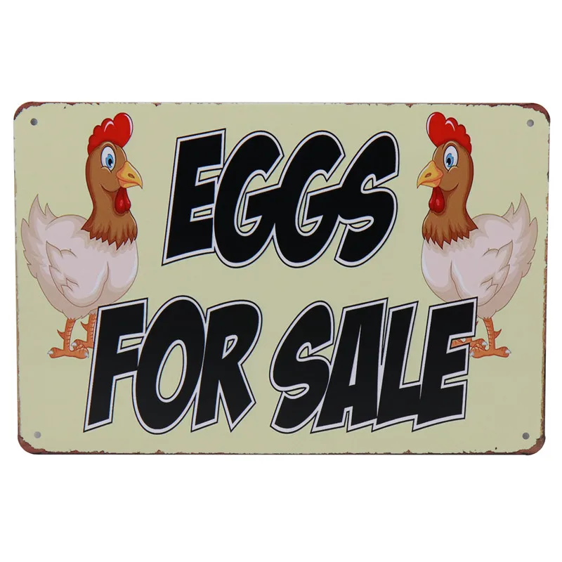 Farm Fresh Eggs Tin Sign Tintin Garage Home Wall Decor Vintage Stickers Retro Poster Pub Up Signs Metal Plate Art Painting H43 - Цвет: S