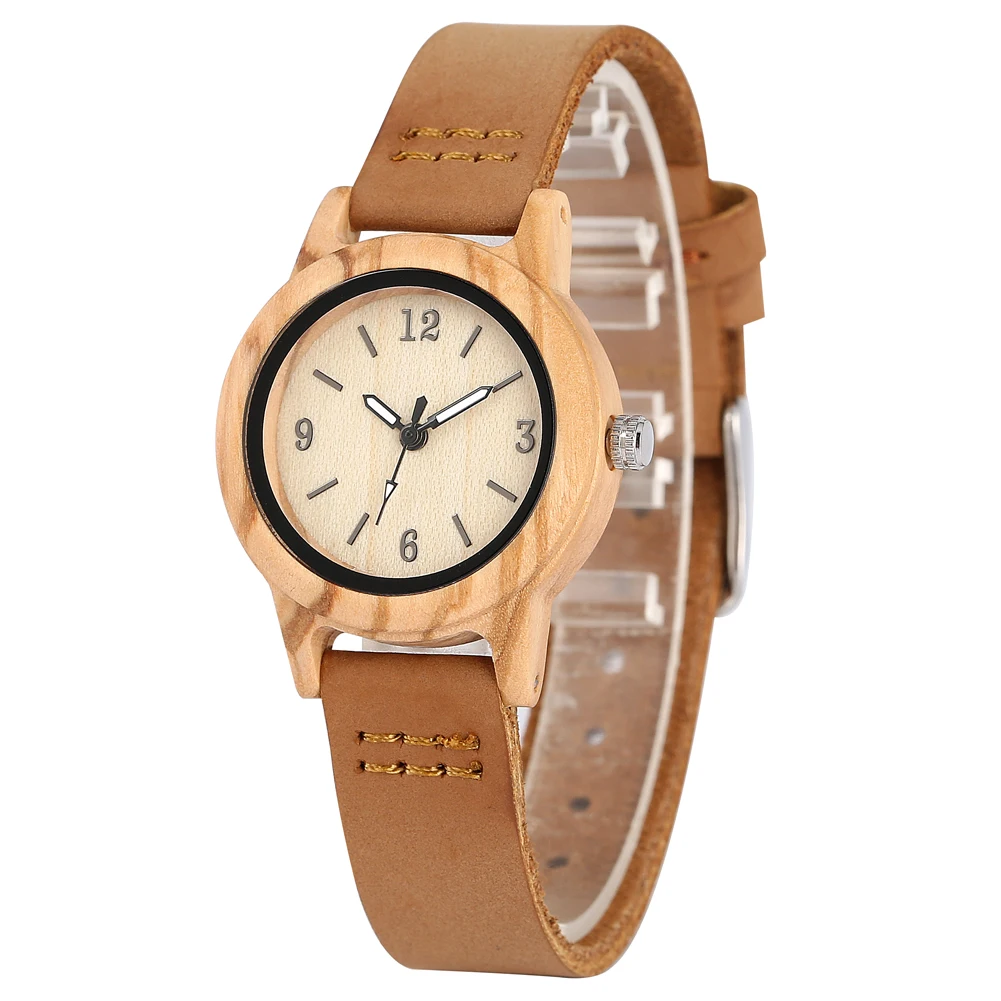 

Классические Коричневые приблизительные деревянные часы для женщин кожаный черный ремешок ручной работы деревянные наручные часы подарок светящийся игольчатый циферблат orologio donna