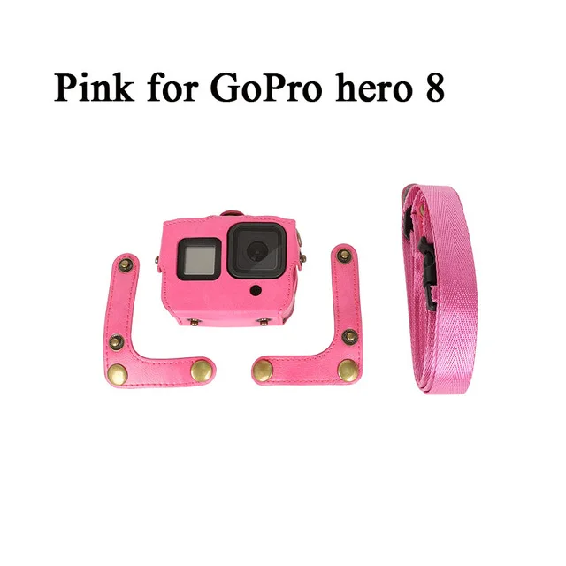 For gopro 8 Кожаный защитный чехол для Gopro Hero 5, 6, 7, Черная защитная полиуретановая сумка с ремешком для GoPro Hero 8, набор аксессуаров для экшн-камеры - Цвет: For gopro 8