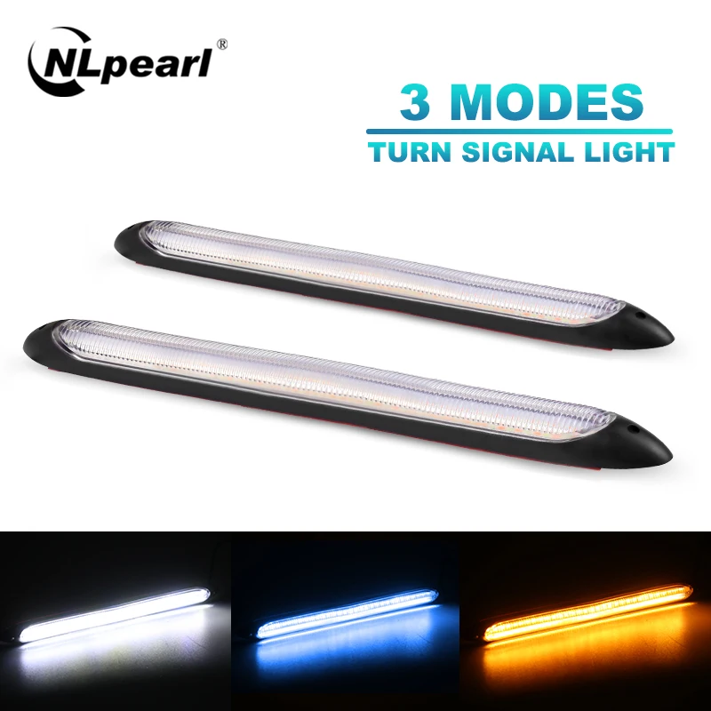 

NLpearl 2pcs Universal DRL LED Daytime Running Light Waterproof Car Light Assembly Sequential Led DRL Turn Signal Light Yellow