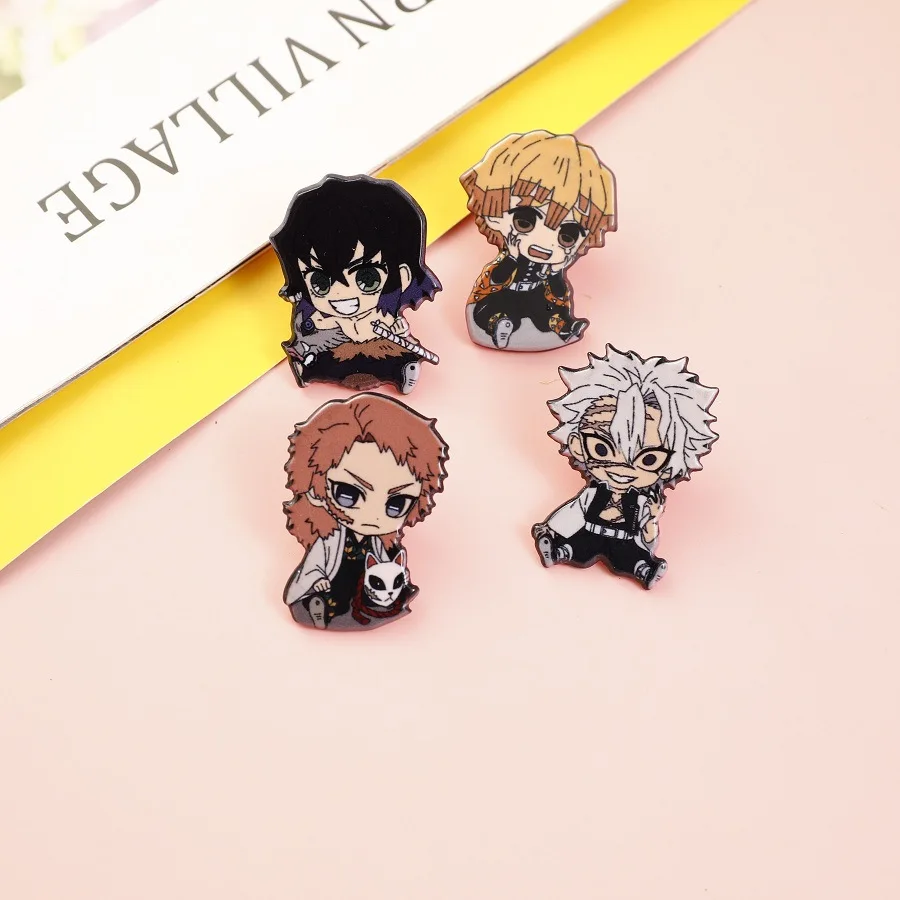 Demons Slayer Anime Role Enamel Pins Acrylic DIY Decorative for Women Man Birthday Present Kids Toy