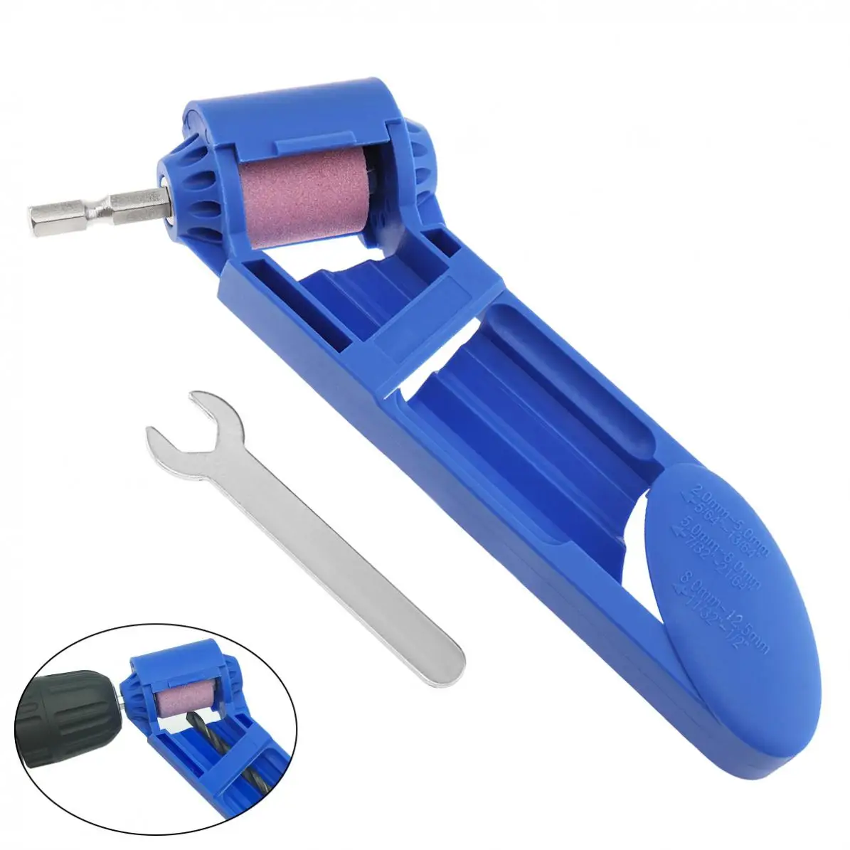 Portable Drill Bit Sharpener Machine Grinder with Pink Corundum Grinding Wheel for 2-12.5mm Iron Straight Shank Twist Drill 2 12 5mm drill bit sharpener portable corundum grinding wheel tool corundum resisting drill polishing grinder wheel tools