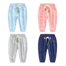 Kz-a150 однотонные противомоскитные штаны г. Весенняя одежда Новые Стильные укороченные штаны в Корейском стиле для мальчиков и девочек штаны-фонарики