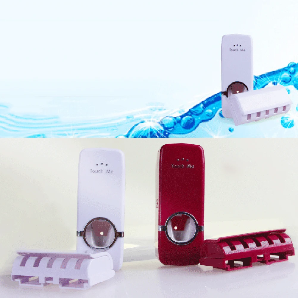 New Home Wall Mount Automatic Toothpaste Dispenser+ Toothbrush Holder Wall Mount Stand Set Bathroom accessories for Home Hotel