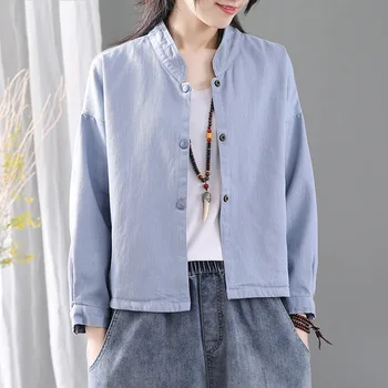 

2019 jacket women Patch Designs Spliced Casual jacket for women Spliced Vintage Jackets Stand Neck Jackets A0B2Z40