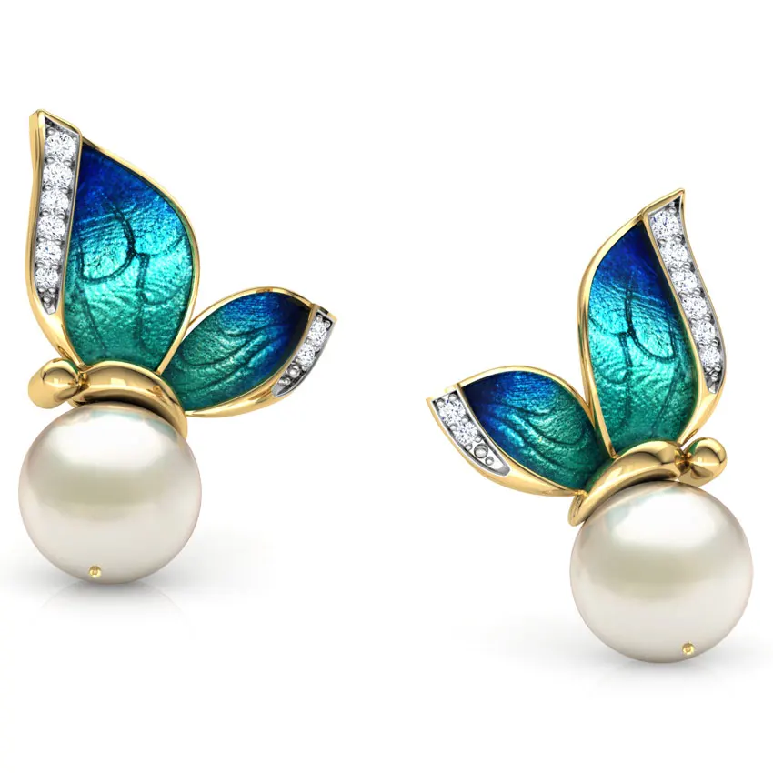 FDLK великолепные серьги-гвоздики с бабочкой и жемчугом, золотые серьги с кристаллами и эмалью для женщин