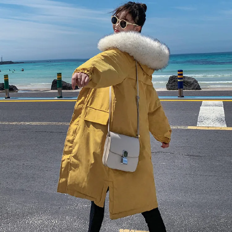 

Loose Warm Long Parka Women 2019 Hooded Pockets Padded Jacket Full Sleeve Woman Winter Coats and Jackets