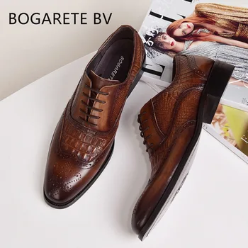 

Wholesale new spring 2020 bullock shoes men business suits shoes leather crocodile grain leather shoes of England