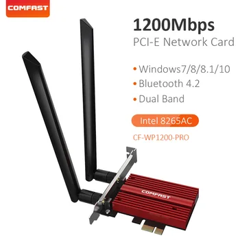 

Comfast Dual-band 2.4g/5g PCI-E wireless adapter 8265NGW network card Bluetooth4.2 WiFi adapter for Desktop WP1200PRO