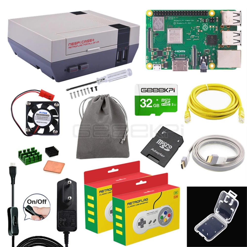 

GeeekPi Retroflag Original NESPI Case+ Plus Retroflag with Optional Raspberry Pi 3B+ (Plus), Wireless / USB Game Controller Kit