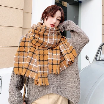 

2020New Autumn and winter British style lattice Wool Scarf thickening keep warm Simplicity Shawl with any color Holiday gift