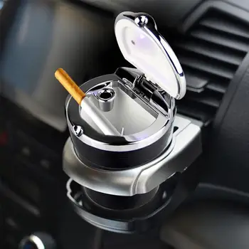 

classic Mini Portable Car Auto Travel LED Light Ashtray Cigaret Ash Storage Holder Cup Fashion Cylinder fit most car cup holder