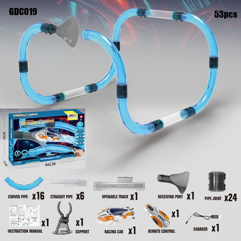 DIY детский игрушечный трубчатый трек, волшебный пульт дистанционного управления, скоростной рельс, Радиоуправляемый автомобиль, высокоскоростной трубопровод, грузовики, гоночный светодиодный светильник