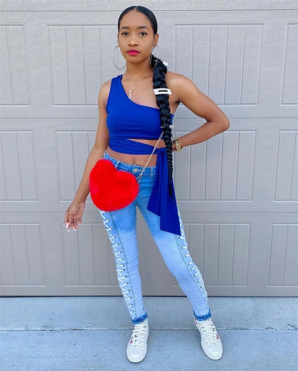 

Bandage Womens Jeans Light Blue Mid Waist Button Womens Pencil Pants Fashion Spring Autumn Denim Pants